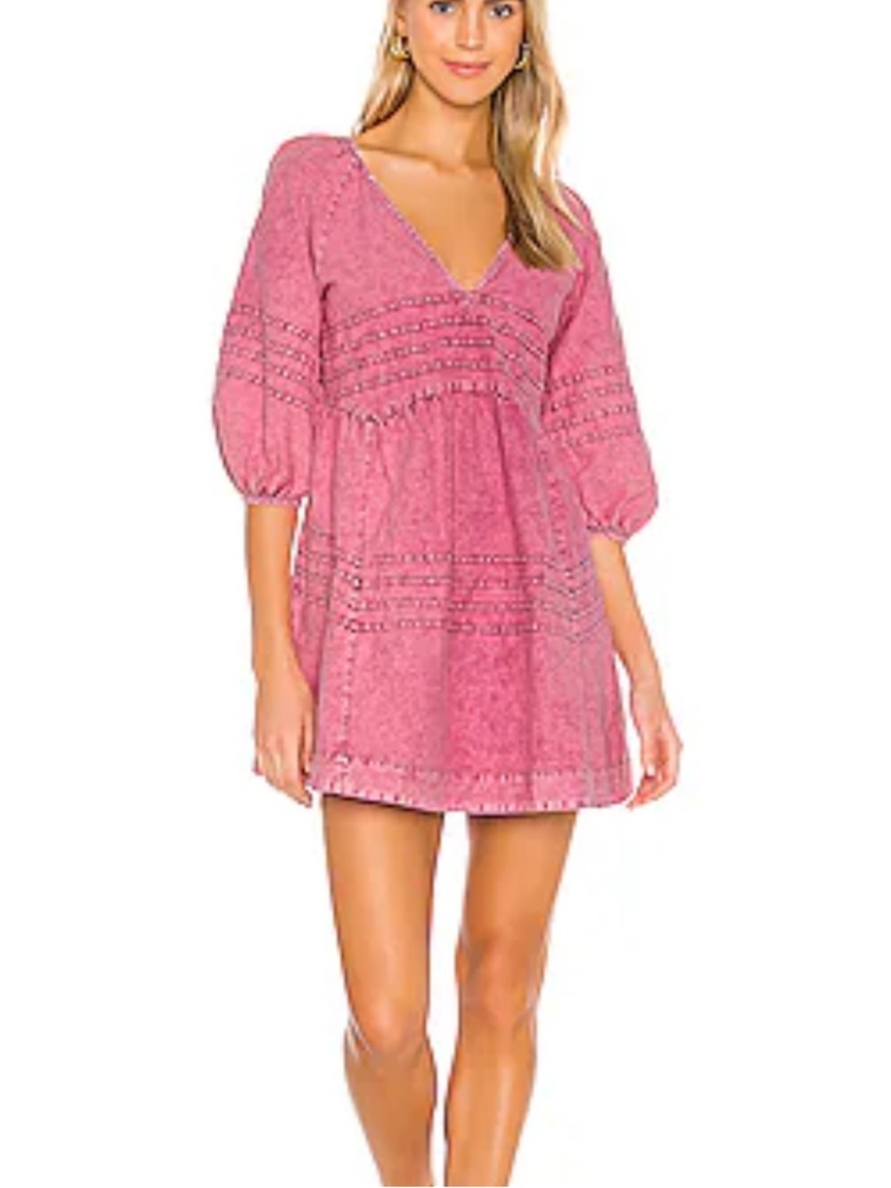 NWT Free People Mini Dress long sleeves Sweet Surrender size Large 100% Cotton